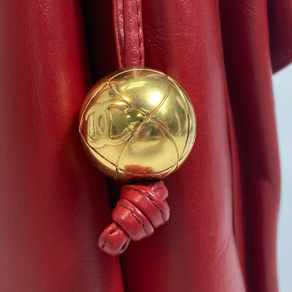 CHANEL Shoulder Bag lambskin Red CCCOCO Mark Turnlock outside flap Women Used Authentic