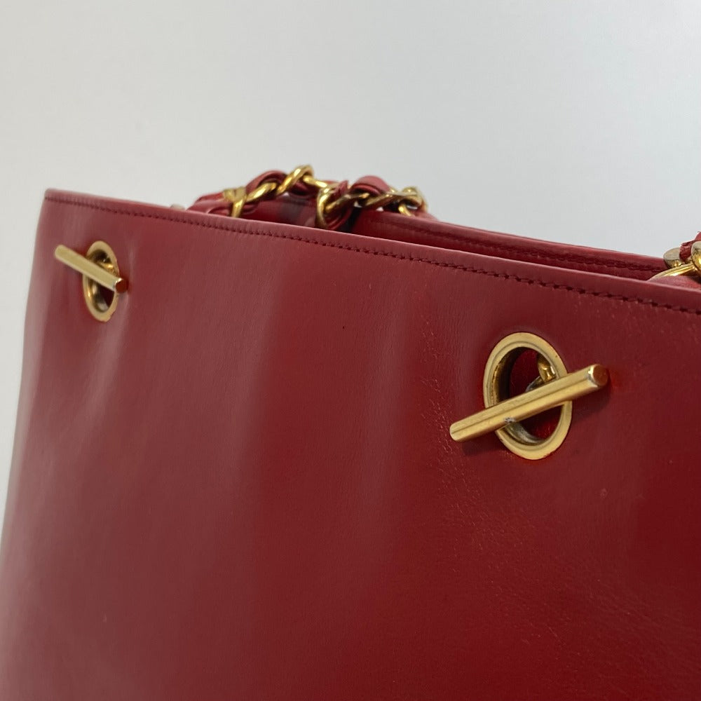 CHANEL Shoulder Bag lambskin Red CCCOCO Mark Turnlock outside flap Women Used Authentic