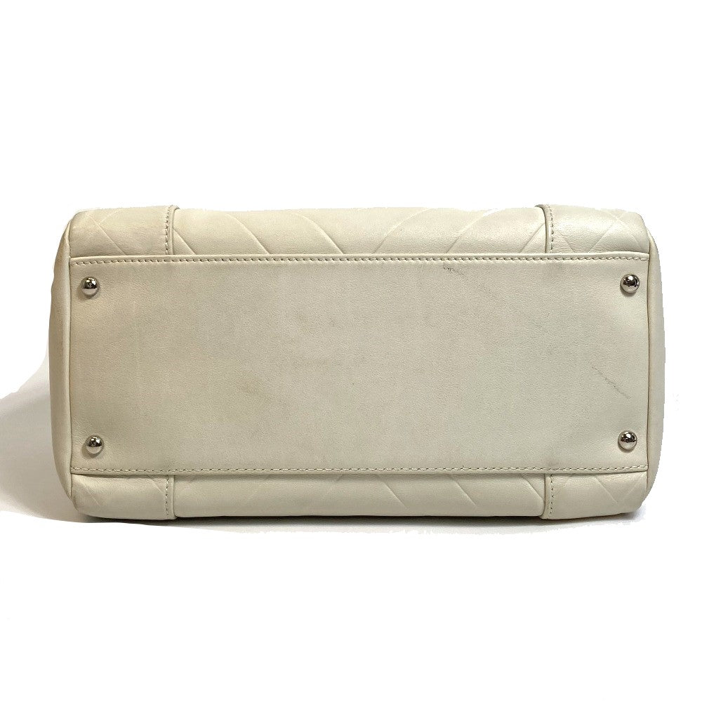 CHANEL Boston Duffel bag A30899 leather Ivory CCCOCO Mark Chevron Vstitch Women Used Authentic