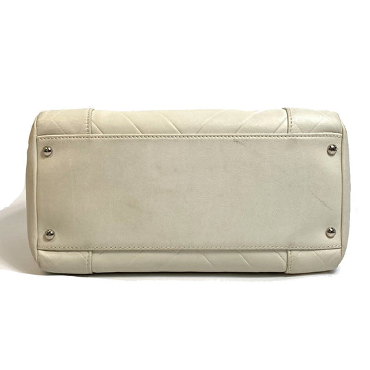 CHANEL Boston Duffel bag A30899 leather Ivory CCCOCO Mark Chevron Vstitch Women Used Authentic