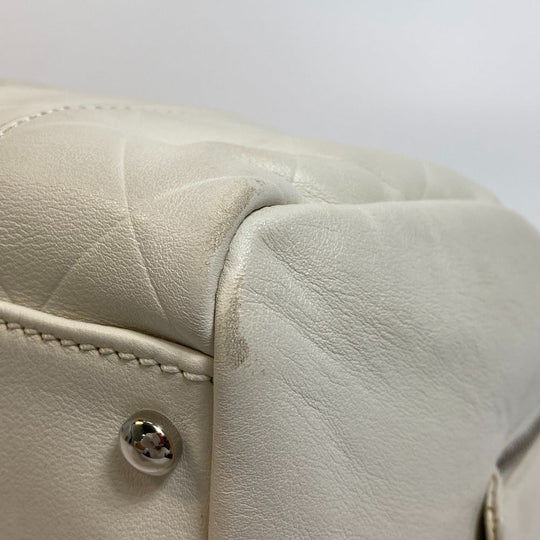CHANEL Boston Duffel bag A30899 leather Ivory CCCOCO Mark Chevron Vstitch Women Used Authentic