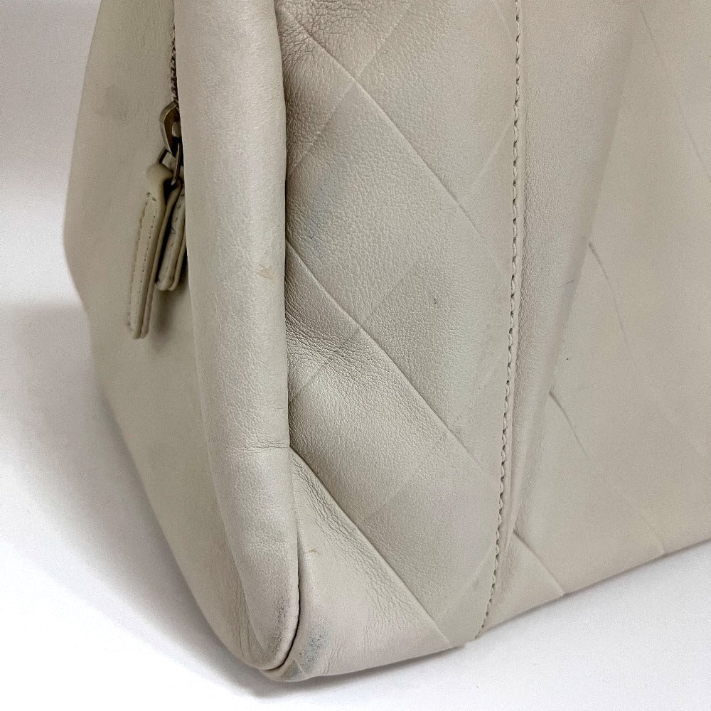 CHANEL Boston Duffel bag A30899 leather Ivory CCCOCO Mark Chevron Vstitch Women Used Authentic