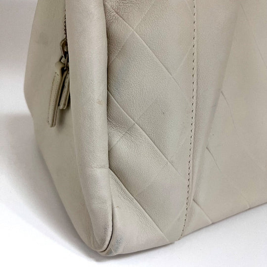 CHANEL Boston Duffel bag A30899 leather Ivory CCCOCO Mark Chevron Vstitch Women Used Authentic