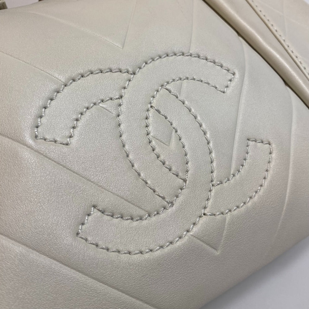 CHANEL Boston Duffel bag A30899 leather Ivory CCCOCO Mark Chevron Vstitch Women Used Authentic
