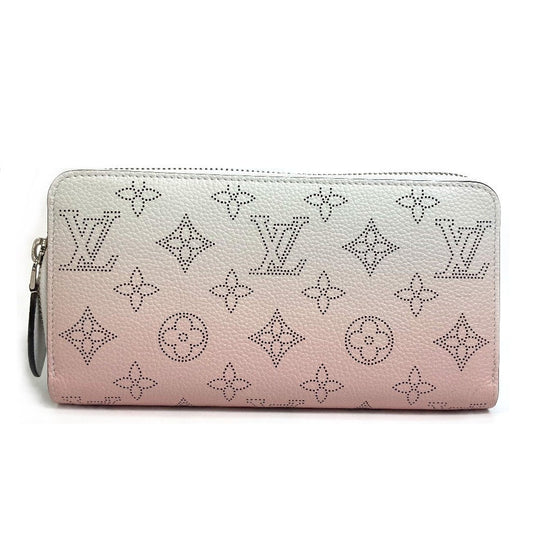 LOUIS VUITTON Long Wallet Purse M80490 monogram mahina leather Pink x White monogram mahina gradation Zippy wallet Women Used Authentic