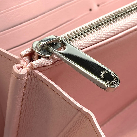 LOUIS VUITTON Long Wallet Purse M80490 monogram mahina leather Pink x White monogram mahina gradation Zippy wallet Women Used Authentic