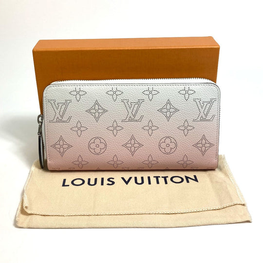 LOUIS VUITTON Long Wallet Purse M80490 monogram mahina leather Pink x White monogram mahina gradation Zippy wallet Women Used Authentic