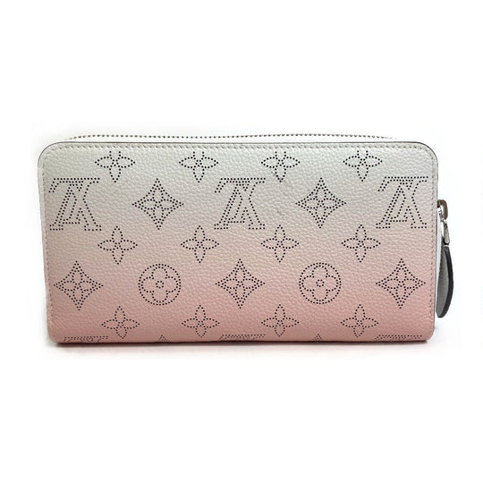 LOUIS VUITTON Long Wallet Purse M80490 monogram mahina leather Pink x White monogram mahina gradation Zippy wallet Women Used Authentic