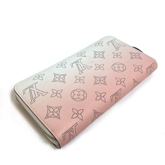 LOUIS VUITTON Long Wallet Purse M80490 monogram mahina leather Pink x White monogram mahina gradation Zippy wallet Women Used Authentic