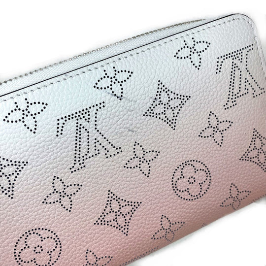 LOUIS VUITTON Long Wallet Purse M80490 monogram mahina leather Pink x White monogram mahina gradation Zippy wallet Women Used Authentic