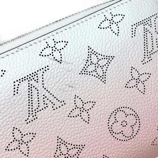 LOUIS VUITTON Long Wallet Purse M80490 monogram mahina leather Pink x White monogram mahina gradation Zippy wallet Women Used Authentic