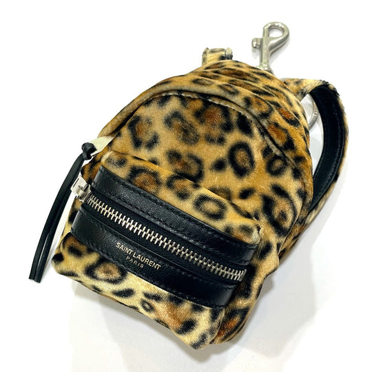 SAINT LAURENT PARIS Bag charm 441911 Velor Brown Leopard Mini Backpack