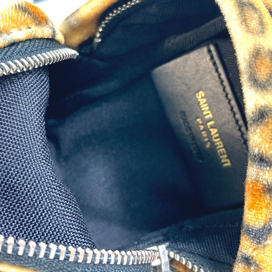 SAINT LAURENT PARIS Bag charm 441911 Velor Brown Leopard Mini Backpack