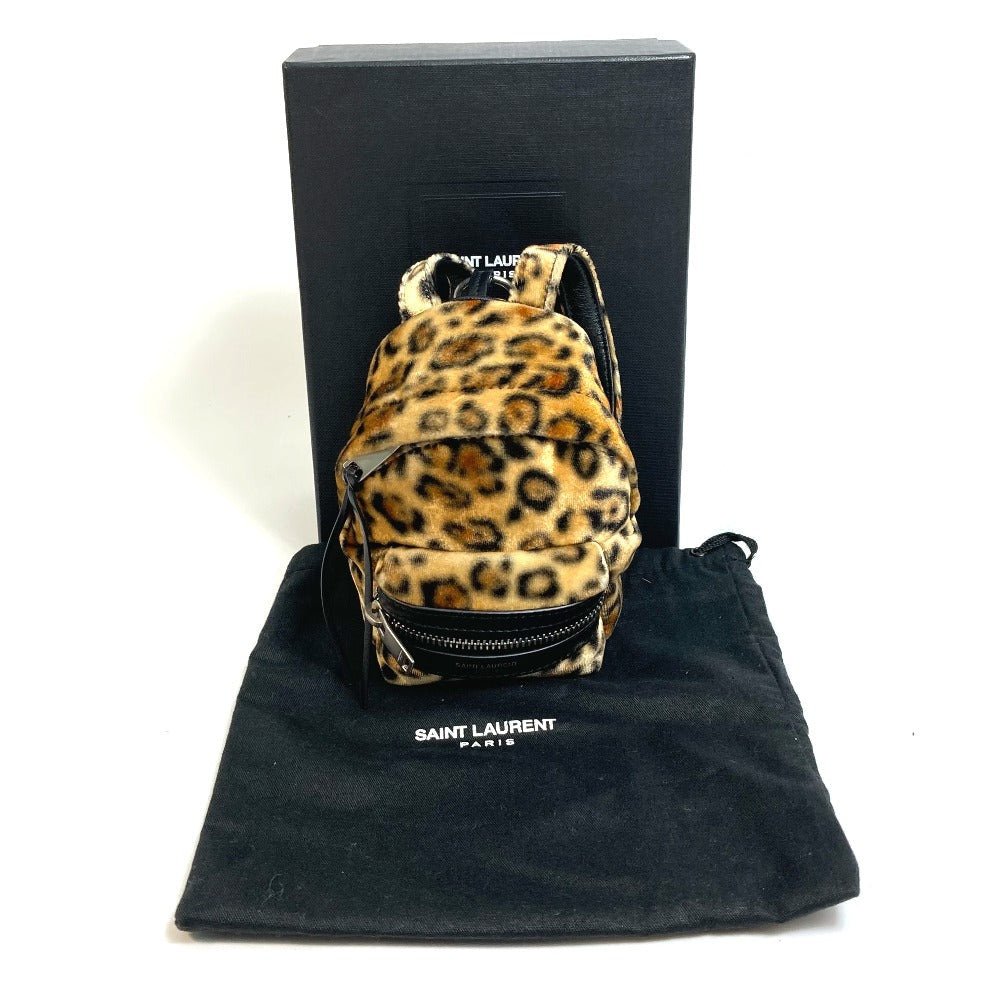 SAINT LAURENT PARIS Bag charm 441911 Velor Brown Leopard Mini Backpack