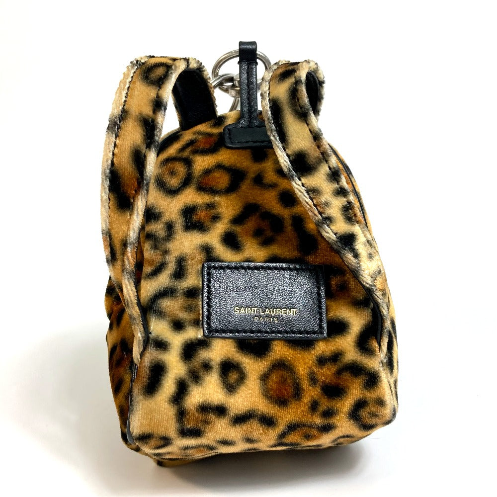 SAINT LAURENT PARIS Bag charm 441911 Velor Brown Leopard Mini Backpack