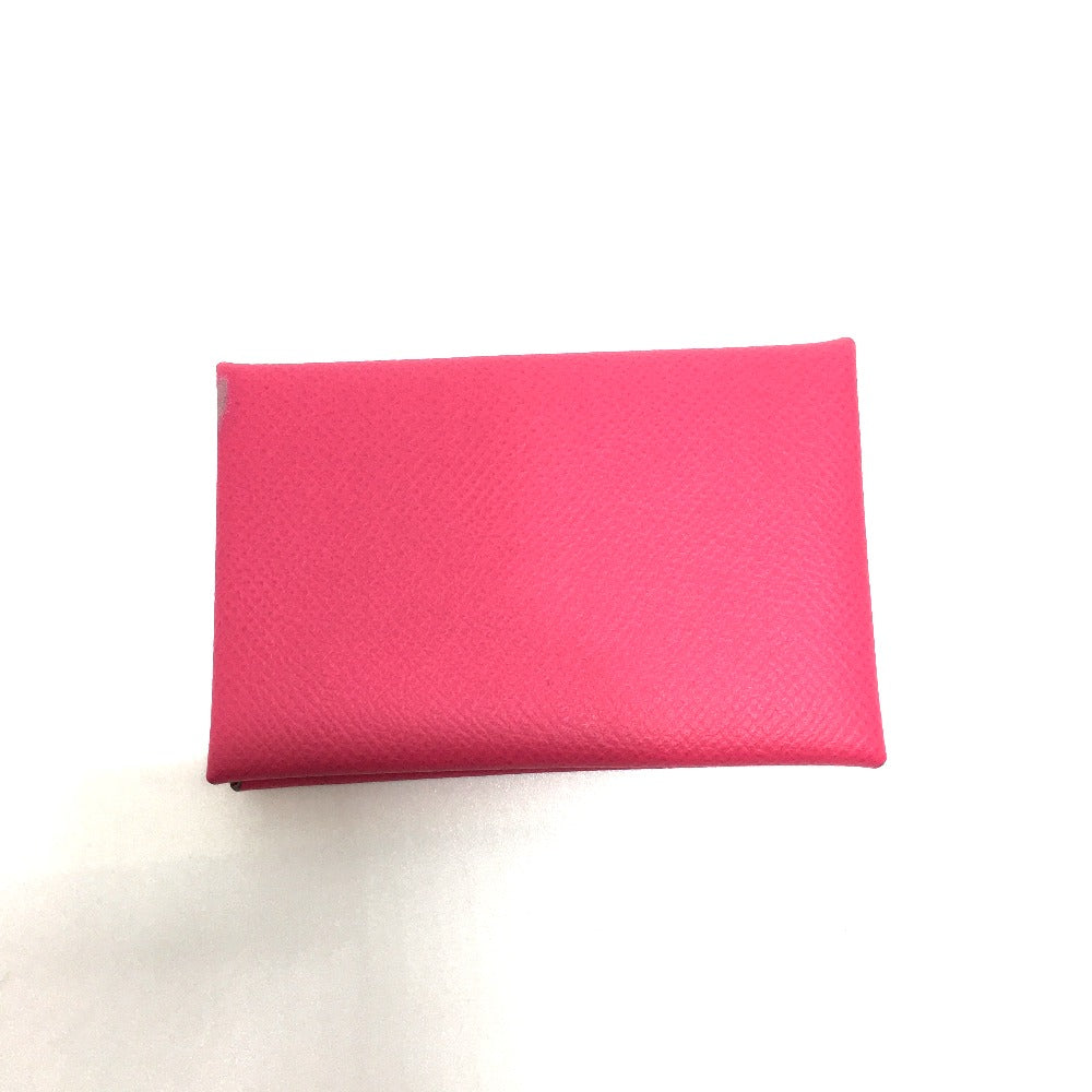 HERMES Card Case Epsom pink Bifold Wallet Calvi Women Secondhand Authentic