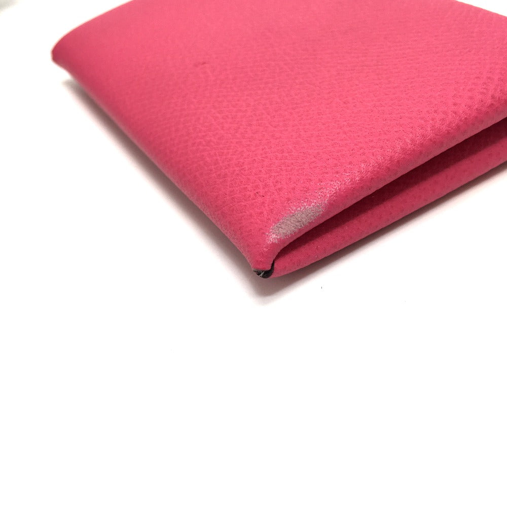 HERMES Card Case Epsom pink Bifold Wallet Calvi Women Secondhand Authentic