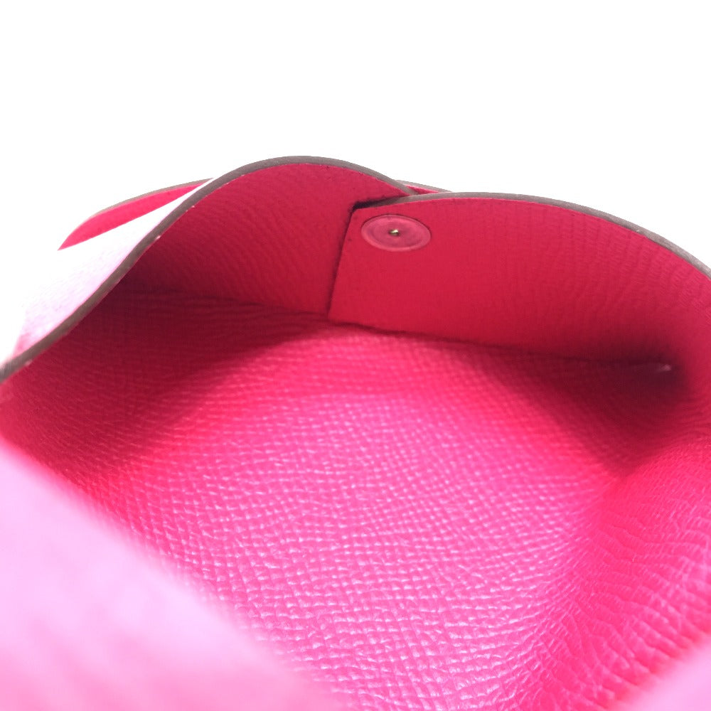 HERMES Card Case Epsom pink Bifold Wallet Calvi Women Secondhand Authentic