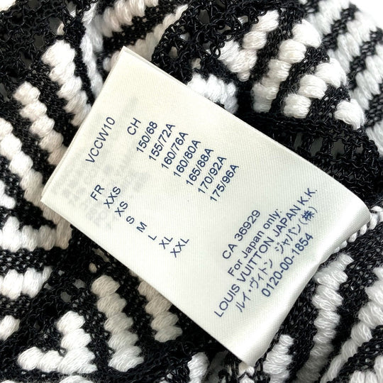 LOUIS VUITTON knit 1A3XJH Cotton, Nylon White x black Chevron stitch Jacquard Women XS Used Authentic
