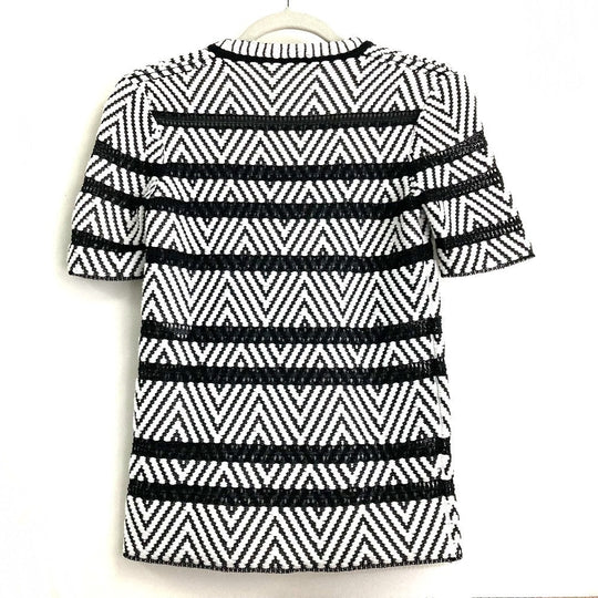 LOUIS VUITTON knit 1A3XJH Cotton, Nylon White x black Chevron stitch Jacquard Women XS Used Authentic