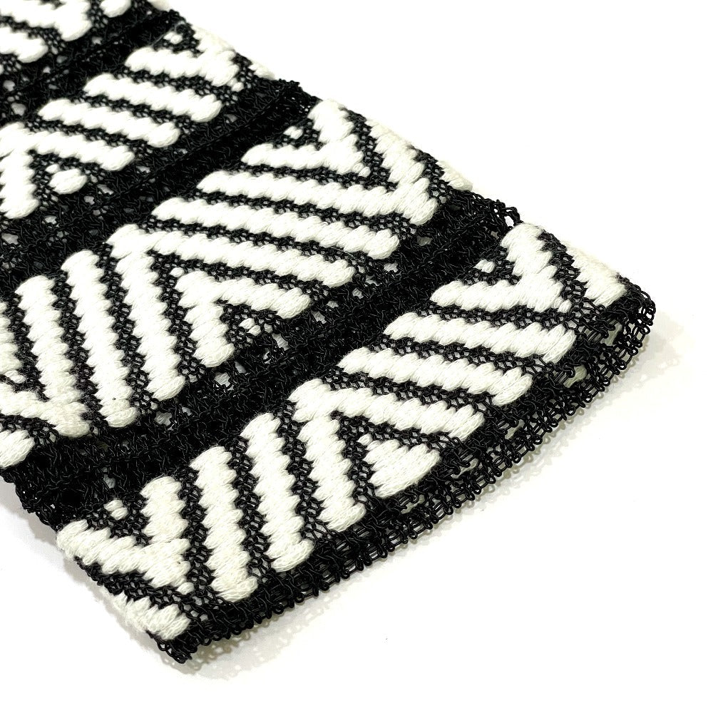LOUIS VUITTON knit 1A3XJH Cotton, Nylon White x black Chevron stitch Jacquard Women XS Used Authentic