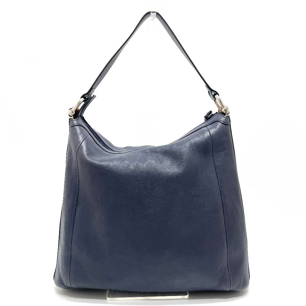 GUCCI Shoulder Bag 355774 leather Navy Bamboo one belt Women Used Authentic