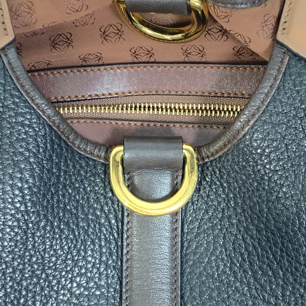 LOEWE Handbag leather Black x brown anagram By color Women Used Authentic