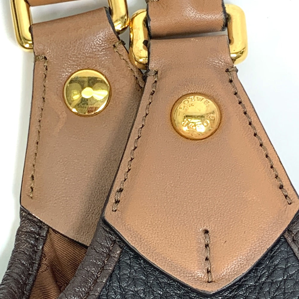 LOEWE Handbag leather Black x brown anagram By color Women Used Authentic