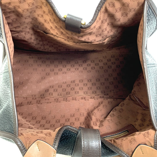 LOEWE Handbag leather Black x brown anagram By color Women Used Authentic