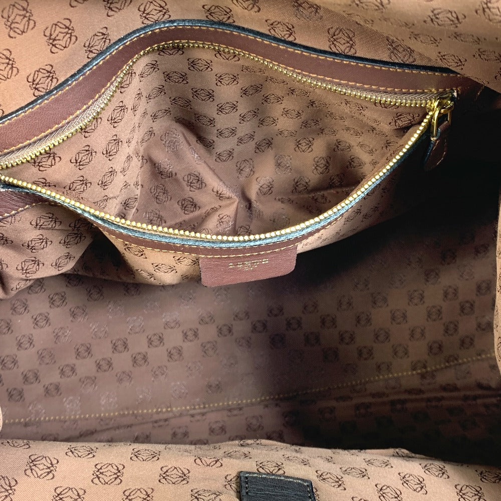 LOEWE Handbag leather Black x brown anagram By color Women Used Authentic