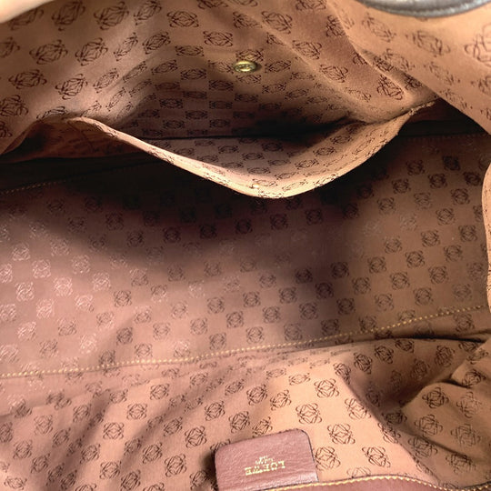 LOEWE Handbag leather Black x brown anagram By color Women Used Authentic