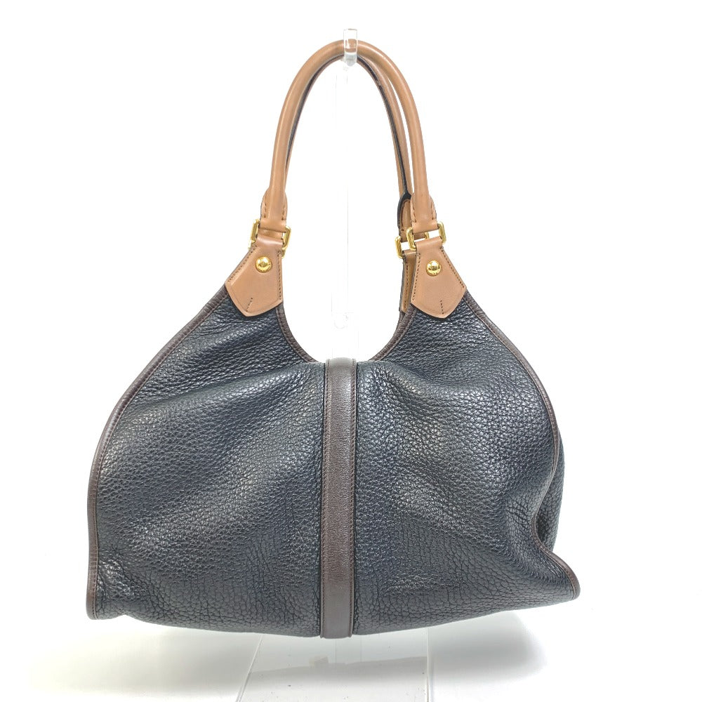 LOEWE Handbag leather Black x brown anagram By color Women Used Authentic