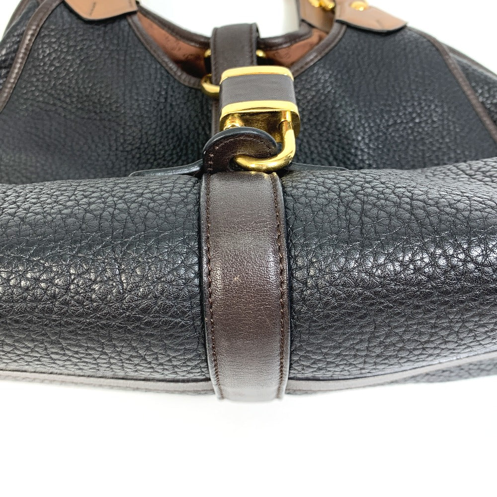 LOEWE Handbag leather Black x brown anagram By color Women Used Authentic