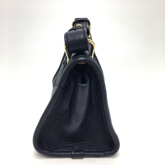 BALLY Shoulder Bag leather Navy logo Women Used Authentic
