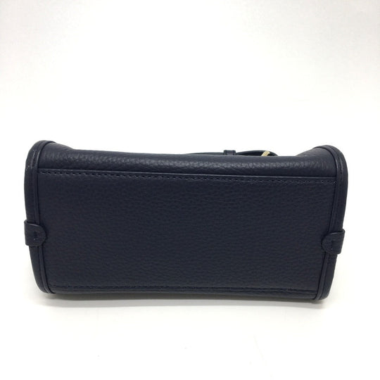 BALLY Shoulder Bag leather Navy logo Women Used Authentic