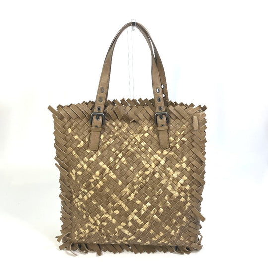 BOTTEGAVENETA Tote Bag 239898 leather beige INTRECCIATO mens Used Authentic