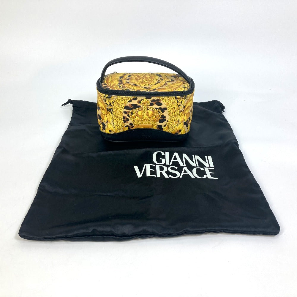 VERSACE Vanity bag PVC / Leather yellow All-over pattern, leopard, leopard Sunburst Women Used Authentic