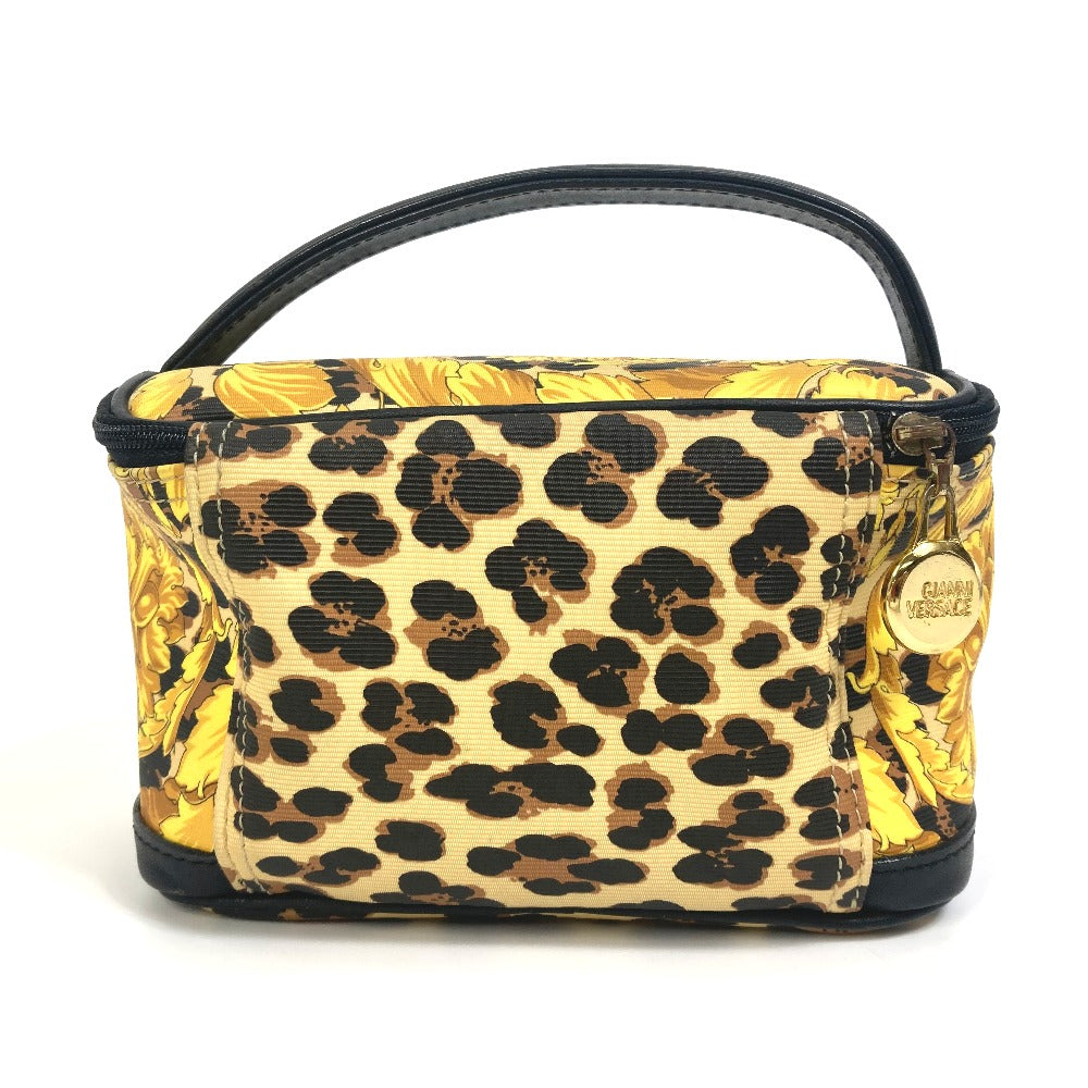 VERSACE Vanity bag PVC / Leather yellow All-over pattern, leopard, leopard Sunburst Women Used Authentic