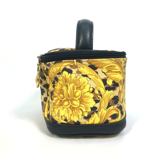 VERSACE Vanity bag PVC / Leather yellow All-over pattern, leopard, leopard Sunburst Women Used Authentic