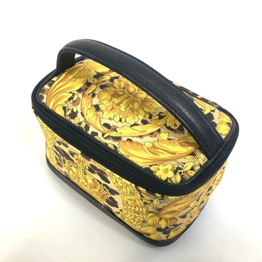 VERSACE Vanity bag PVC / Leather yellow All-over pattern, leopard, leopard Sunburst Women Used Authentic