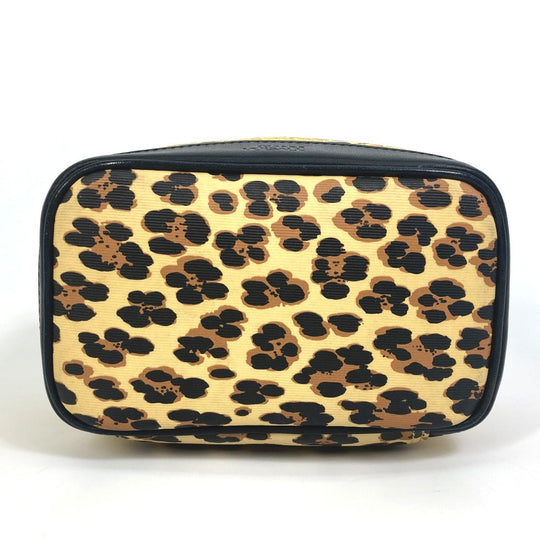 VERSACE Vanity bag PVC / Leather yellow All-over pattern, leopard, leopard Sunburst Women Used Authentic