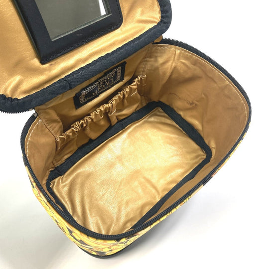 VERSACE Vanity bag PVC / Leather yellow All-over pattern, leopard, leopard Sunburst Women Used Authentic