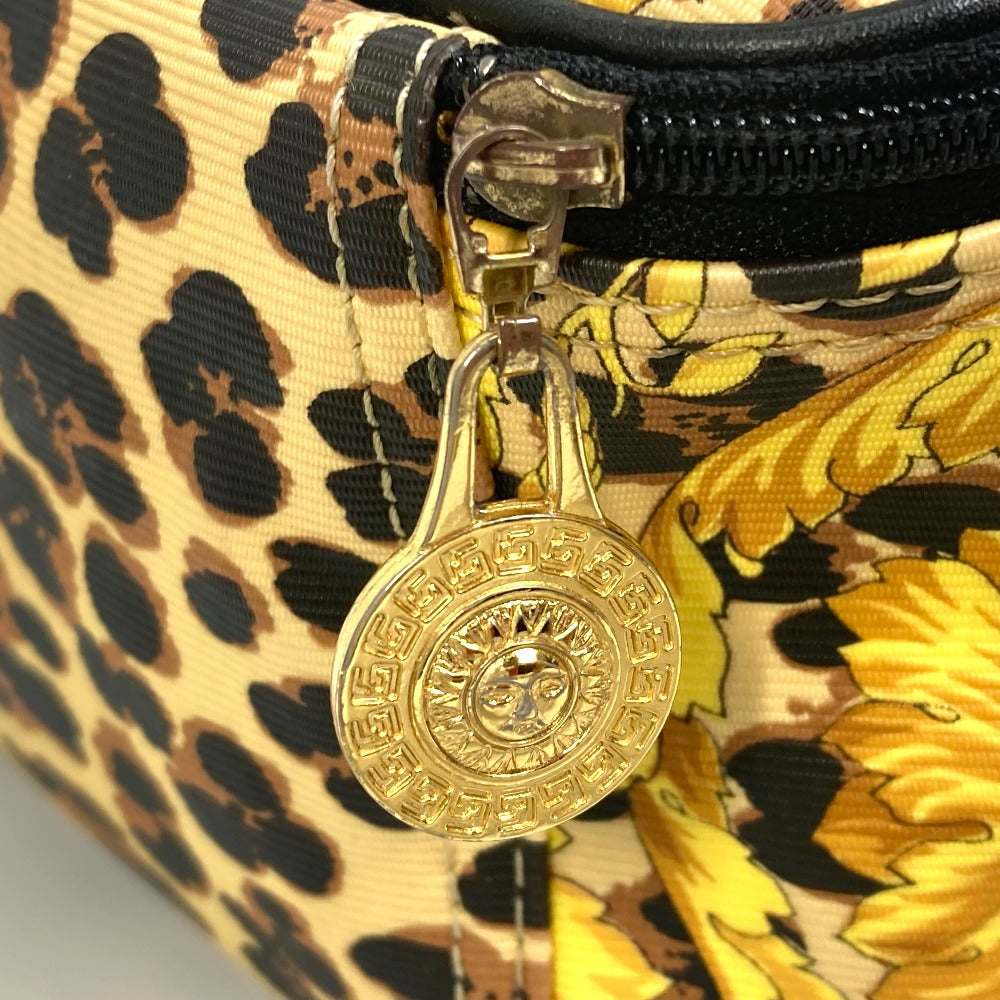 VERSACE Vanity bag PVC / Leather yellow All-over pattern, leopard, leopard Sunburst Women Used Authentic