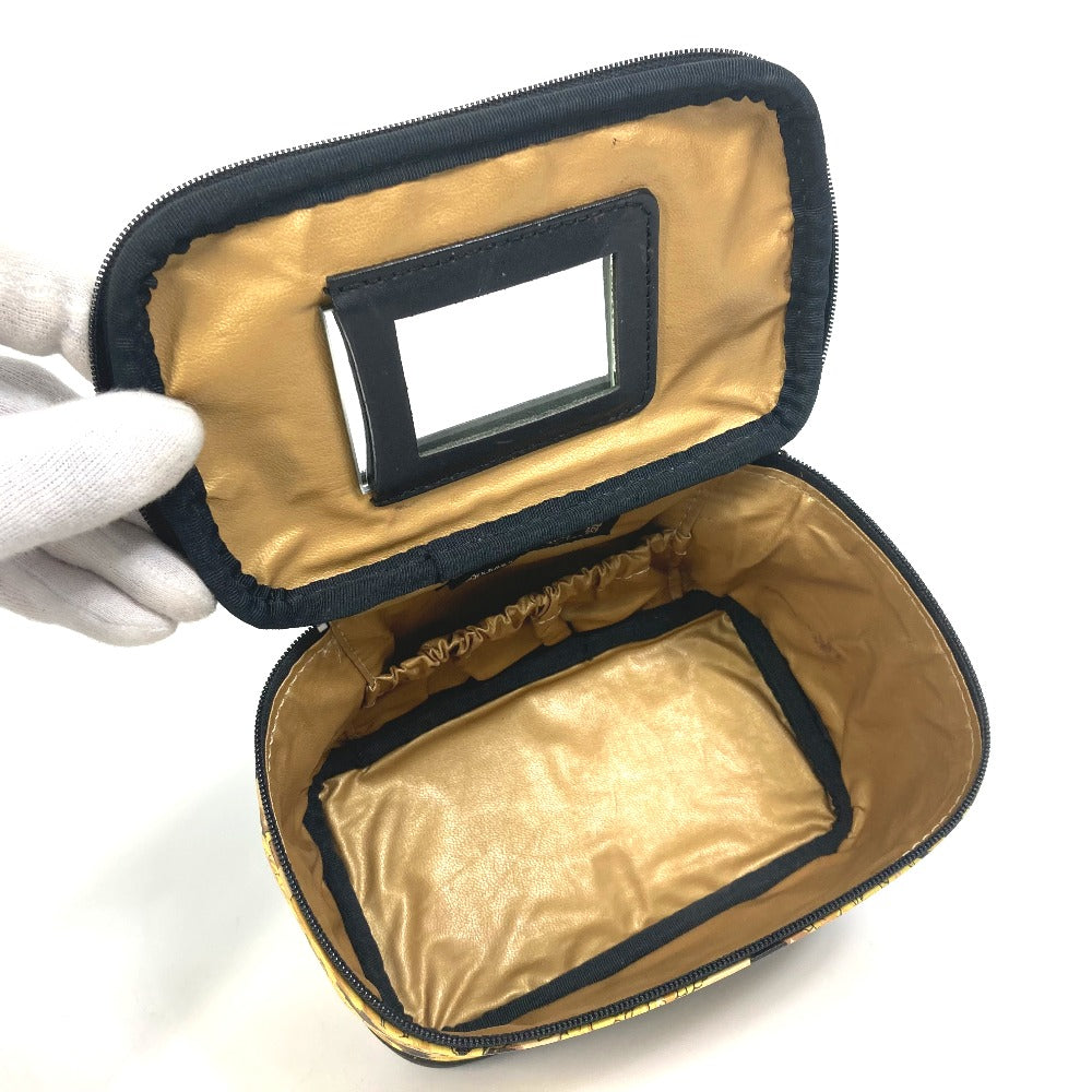 VERSACE Vanity bag PVC / Leather yellow All-over pattern, leopard, leopard Sunburst Women Used Authentic