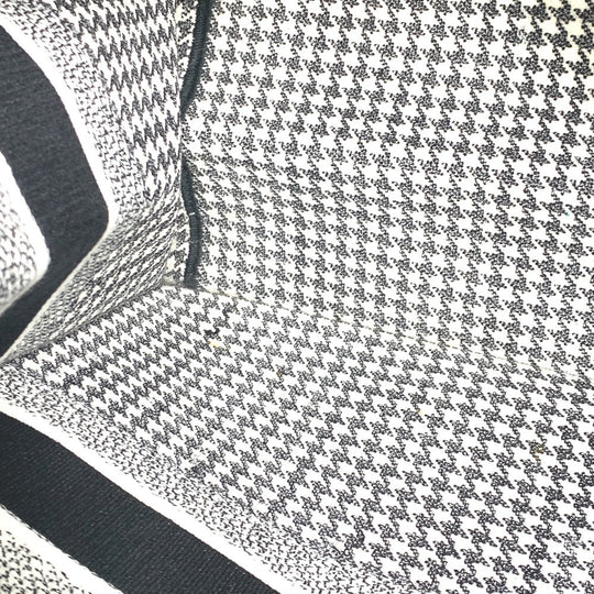 Dior Tote Bag canvas White / black Houndstooth Shoulder Bag Hound Tooth Embroidery Women Used Authentic