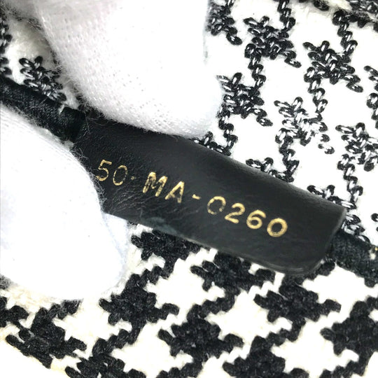 Dior Tote Bag canvas White / black Houndstooth Shoulder Bag Hound Tooth Embroidery Women Used Authentic