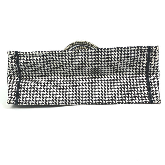 Dior Tote Bag canvas White / black Houndstooth Shoulder Bag Hound Tooth Embroidery Women Used Authentic