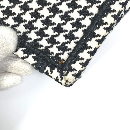 Dior Tote Bag canvas White / black Houndstooth Shoulder Bag Hound Tooth Embroidery Women Used Authentic