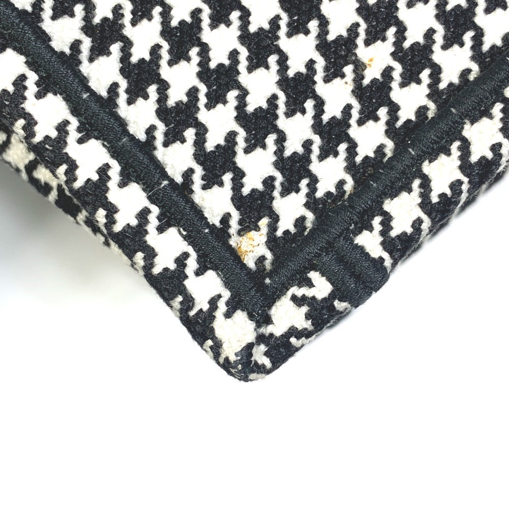 Dior Tote Bag canvas White / black Houndstooth Shoulder Bag Hound Tooth Embroidery Women Used Authentic