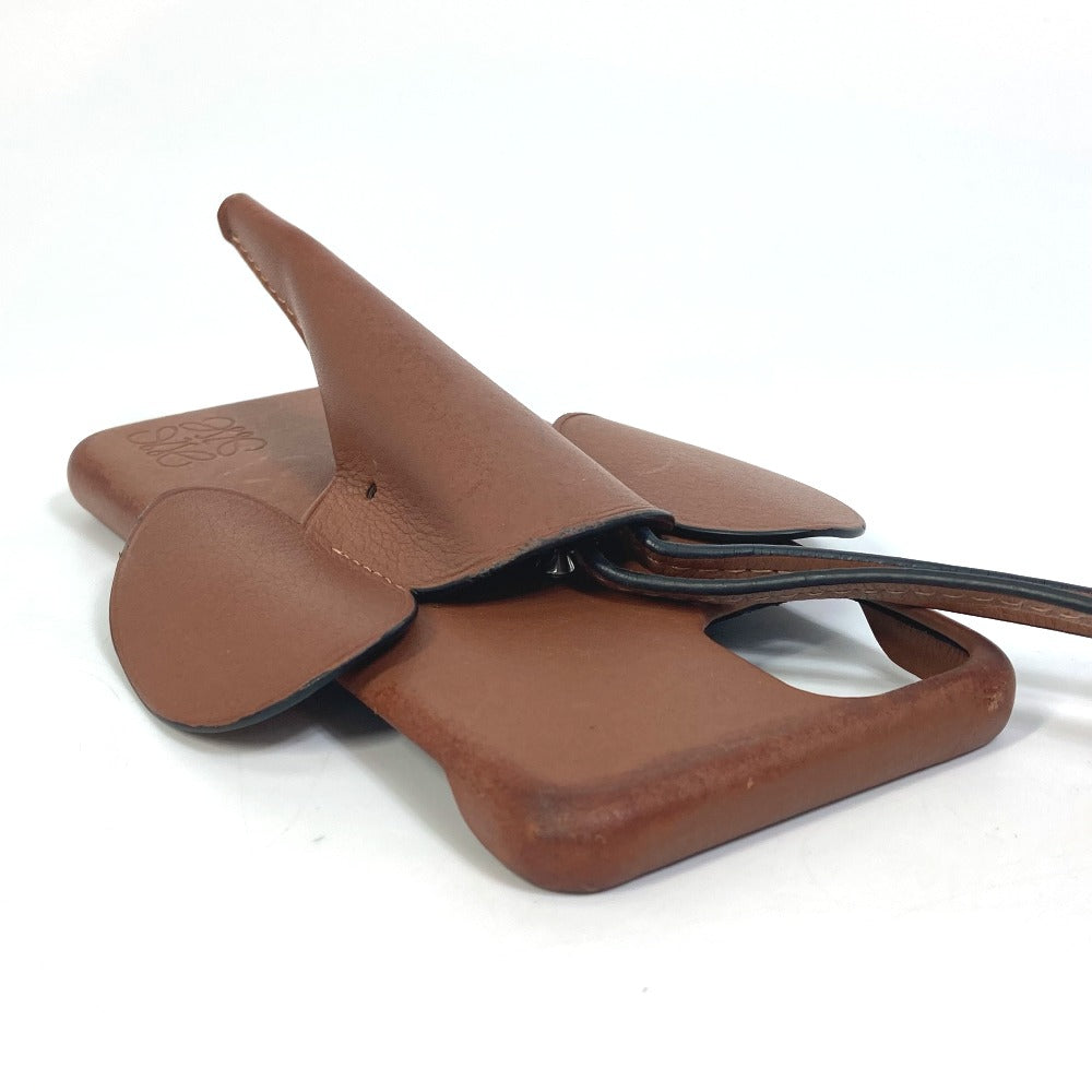 LOEWE Smartphone case leather Brown Phone case iPhone Case Shoulder Strap Women Used Authentic